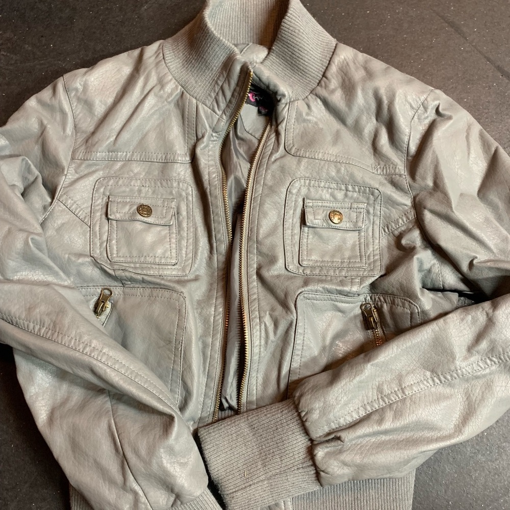 Grey faux leather jacket